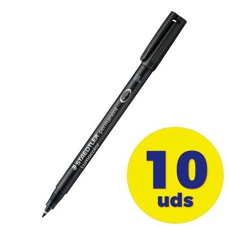 Staedtler Lumocolor 318-9 Rotuladores Permanentes Negro Punta Fina, Set de 10 Staedtler Lumocolor 318-9 Rotuladores Permanentes Negro Punta Fina, Set de 10
